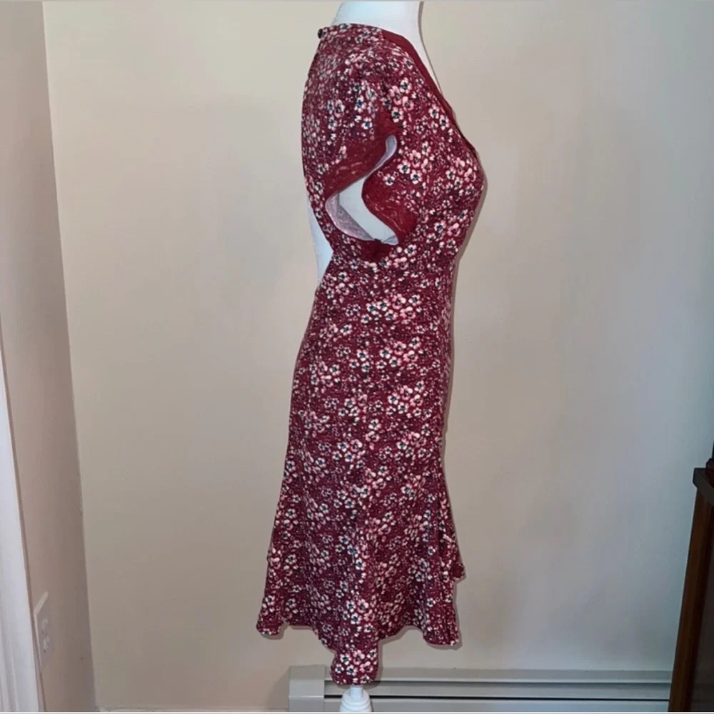NWOT Free People sweet talker floral lace V neck ruched keyhole mini dress - Picture 10 of 14